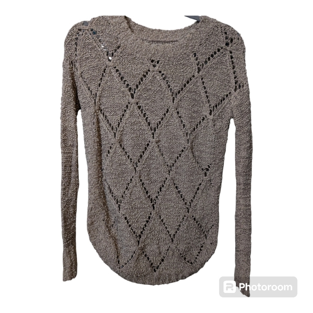 Maurices Small Open Knit Diamond Sweater Brown